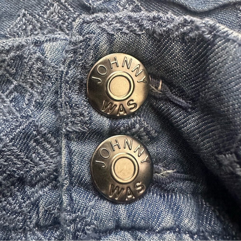 Johnny Was Zuma Denim Shorts Belted Cargo Embroidered 100% Lyocell Sz 8 - Picture 6 of 10